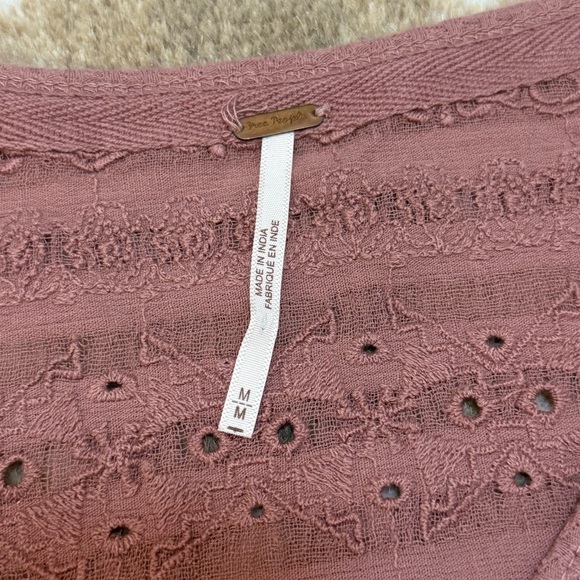 Free people ribbed lace crochet long sleeve top women’s size medium - Picture 6 of 8